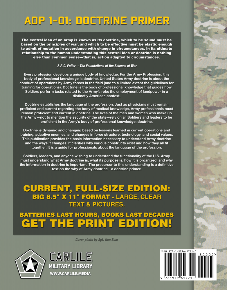 Doctrine Primer: US Army ADP 1-01 | Carlile Media